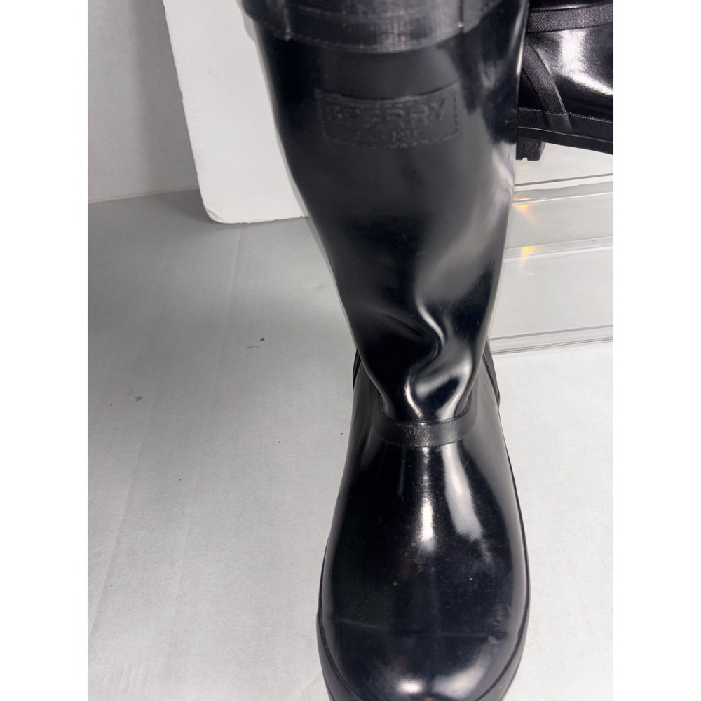 Sperry Walker Atlantic Rain Boots Black Gloss Rubber Waterproof Finish Women 9M - Picture 16 of 16
